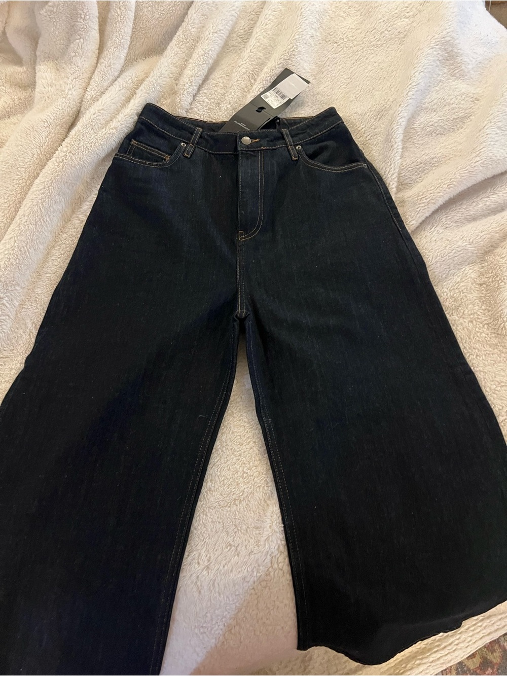 Mango Navy, High Rise ,Wide-Leg Jeans